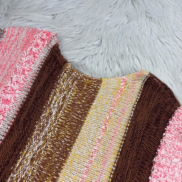 Anthropologie Women's M Textured Striped Knit Slub Sweater Boho Artsy - Picture 3 of 7